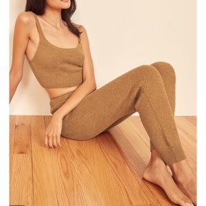Reformation Monte two piece cozy fuzzy set crop top Camel L